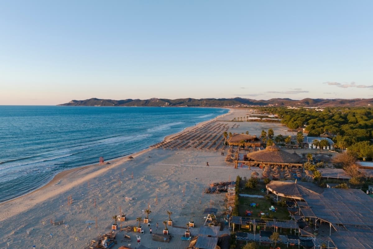 Aerial coastline view of Lalzi Bay